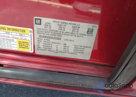 2013 Buick Enclave Leather from USA, damaged, VIN 5GAKRCKD0DJ203682